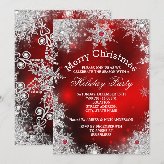 Rode kerstfeestdag winterland kaart (Voorkant / Achterkant)