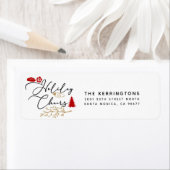 Rode kerstfeestjes etiket (Insitu)