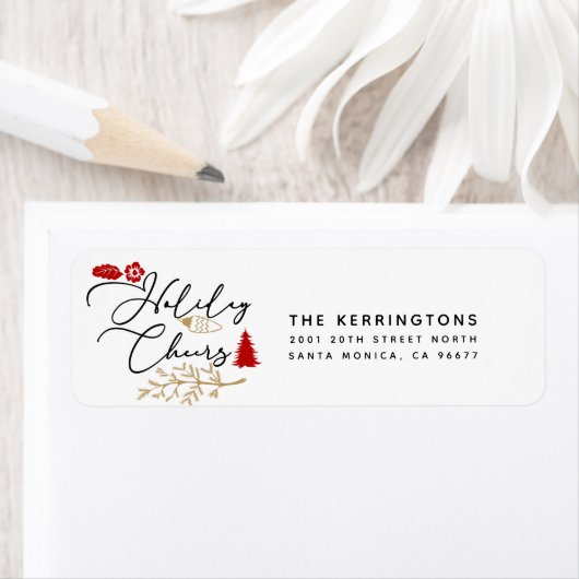 Rode kerstfeestjes etiket (Insitu)