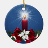 Rode kerstfeestkaars keramisch ornament (Voorkant)