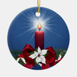 Rode kerstfeestkaars keramisch ornament