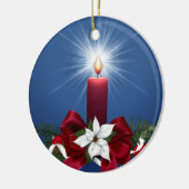 Rode kerstfeestkaars keramisch ornament (Links)