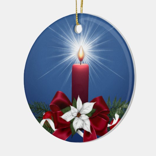 Rode kerstfeestkaars keramisch ornament (Links)