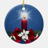 Rode kerstfeestkaars keramisch ornament (Achterkant)