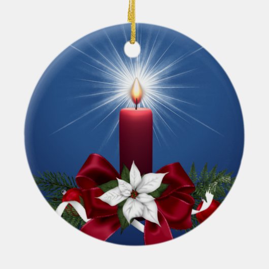 Rode kerstfeestkaars keramisch ornament (Achterkant)