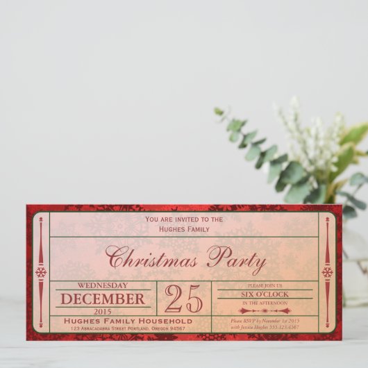 Rode kerstfeestuitnodiging kaart (Staand voorkant)