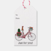 Rode Kerstfiets Cadeaulabel (Voorkant)