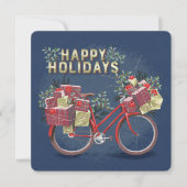 Rode kerstfiets met Cadeaus Kaart (Voorkant)