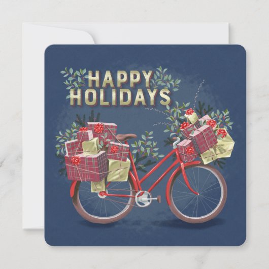 Rode kerstfiets met Cadeaus Kaart (Voorkant)