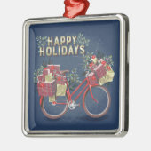 Rode kerstfiets met Cadeaus Metalen Ornament (Links)