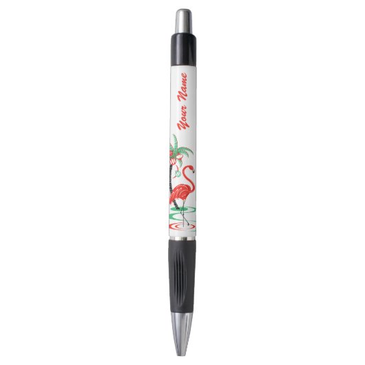 Rode kerstflamingo Naam Emmy Pen (Voorkant Verticaal)