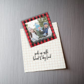 Rode Kerstfoto Buffalo Check Custom Magneet