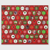 Rode kerstfoto cadeaupapier (Vlak)