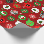 Rode kerstfoto cadeaupapier (Hoek)