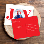 Rode Kerstfoto Collage Joy Typografie Feestdagenkaart