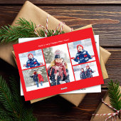 Rode Kerstfoto Collage Joy Typografie Feestdagenkaart