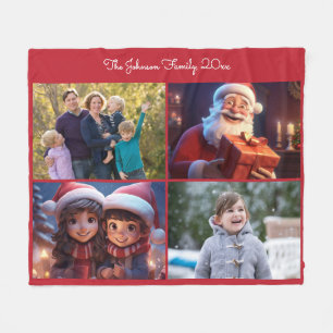 Rode kerstfoto familie fleece deken
