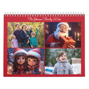 Rode Kerstfoto Familie Jaarkalender Kalender