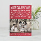 Rode kerstfoto feestdagenkaart (Staand voorkant)