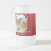 Rode Kerstfoto Frosted Mok met groene rand (Voorkant links)