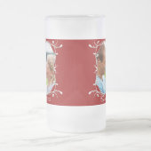 Rode Kerstfoto Frosted Mok met groene rand (Center)