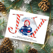 Rode Kerstfoto Joy Typography Feestdagenkaart