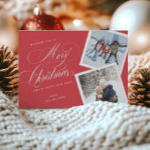 Rode kerstfoto kaart 2 foto collage
