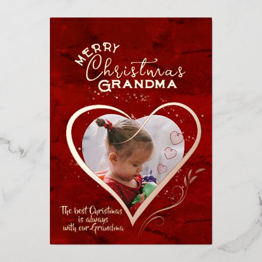 RODE Kerstfoto Oma Folie Feestdagenkaart (Voorkant)