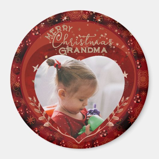 RODE Kerstfoto Oma Magneet (Voorkant)