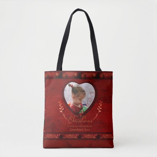 RODE Kerstfoto Oma Tote Bag (Voorkant)