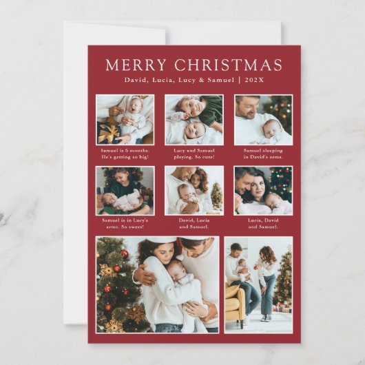 Rode kerstfoto voor collage-feestdag feestdagenkaart (Voorkant)