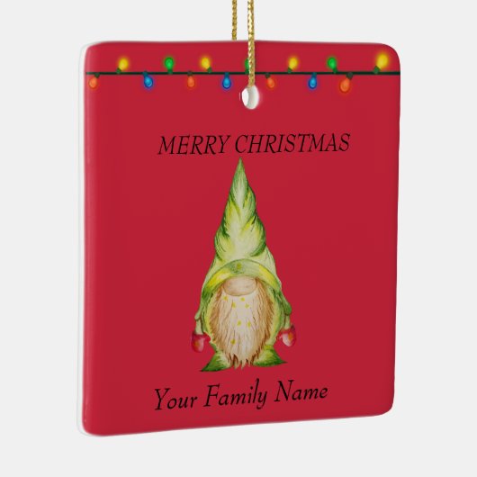 Rode kerstgnomen keramisch ornament (Rechts)