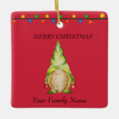 Rode kerstgnomen keramisch ornament (Voorkant)