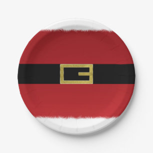 Rode kerstgordel en witte kerst papieren bordje