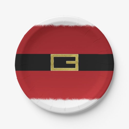 Rode kerstgordel en witte kerst papieren bordje (Voorkant)