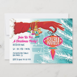 Rode Kersthandschoen Party uitnodiging