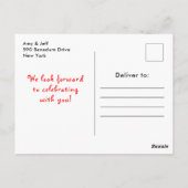 Rode kersthuis decoratie feestje briefkaart (Achterkant)