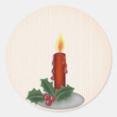 Rode kerstkaars ronde sticker (Voorkant)