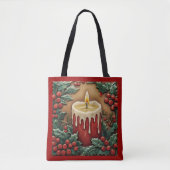 Rode kerstkaars tote bag (Voorkant)