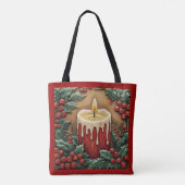 Rode kerstkaars tote bag (Achterkant)