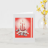  rode kerstkaarsen Kaart (Gele Bloem)