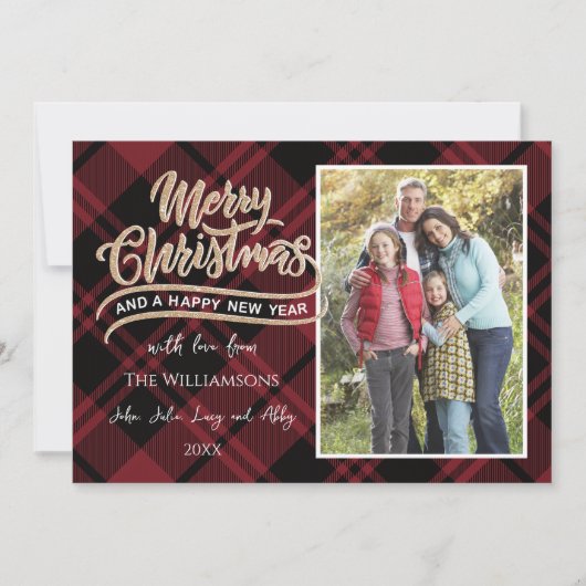 Rode kerstkaart afgespeeld kaart (Voorkant)