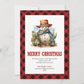 Rode kerstkaart met rode tartan (Voorkant)