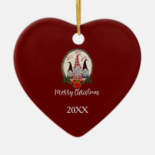 Rode Kerstkabouters Trendy Elfen  Keramisch Ornament (Voorkant)