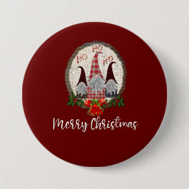 Rode Kerstkabouters Trendy Elfen Ronde Button 7,6 Cm