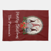 Rode Kerstkabouters Trendy Elfen Theedoek (Horizontaal)