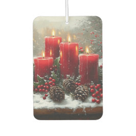 Rode kerstkandelaars dennenappels hulst luchtverfrisser