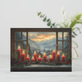 Rode kerstkandelaars dennenappels rode bessen (Staand voorkant)