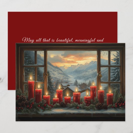 Rode kerstkandelaars dennenappels rode bessen (Voorkant / Achterkant)