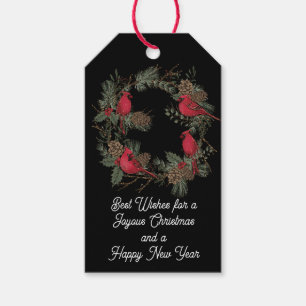 Rode kerstkardinaal en witte Labels Cadeaulabel